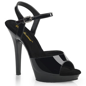 black ankle strap sandal high heel shoes with 5-inch heel Lip-109