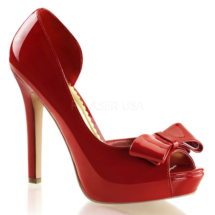 Peep Toe d'Orsay Pump with Asymmetrical Topline and Toe Bow 5-inch Heel
