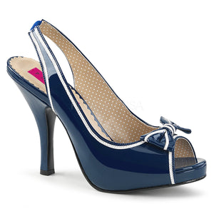 blue peep toe slingback sandal shoes with bow and 4-inch heel Pinup-10