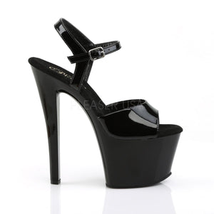 side view of High heel black platform sandal shoes with 7-inch heel SKY-309
