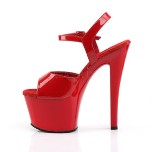 side view of High heel red platform sandal shoes with 7-inch heel SKY-309