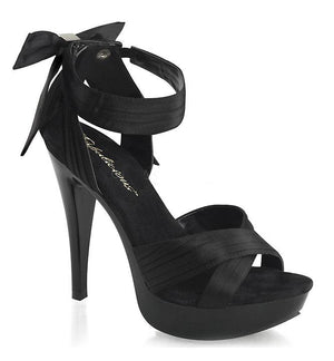 Cocktail-568 Black criss-cross pleated strap sandal with 5 inch heel