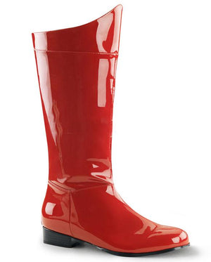 men's superhero shiny red costume boots