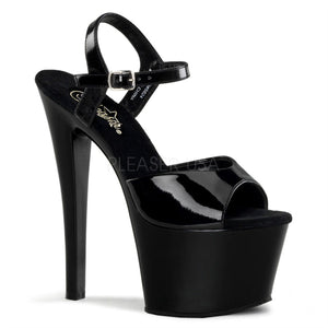 High heel black platform sandal shoes with 7-inch heel SKY-309
