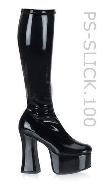 Knee High GoGo Boots with 4-inch Chunky Heel SLICK-100