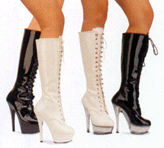 black or white lace-up knee boots with 6-inch spike heels Kiss-5000