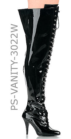 Plus size thigh high lace-up boots with 4-inch heels Vanity-3022WS
