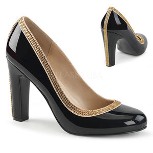 black jeweled pump shoes with 4-inch block heels Queen-04