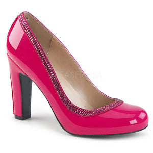 pink jeweled pump shoes with 4-inch block heels Queen-04