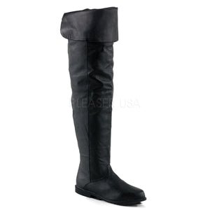leather thigh high boots with 3/4-inch flat heels Raven-8826