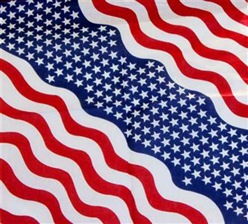 Waving USA American Flag Bandanna 22x22