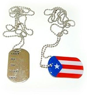 Puerto Rico flag dog tag with chain 4004