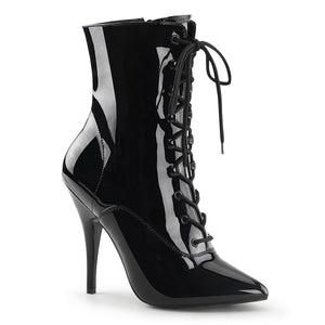 black patent lace-up ankle boots with 5-inch heel Seduce-1020