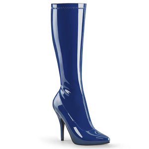 navy blue knee high boot with 5-inch spike heel Seduce-2000