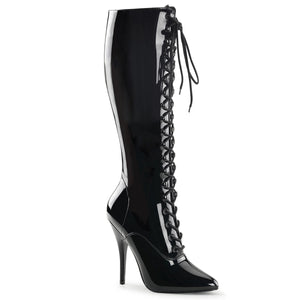 black lace-up knee boot with 5-inch high spike heel Seduce-2020