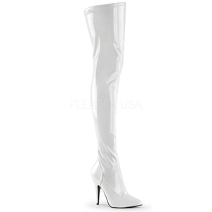 plain white thigh boots with 5-inch spike heel Seduce -3000