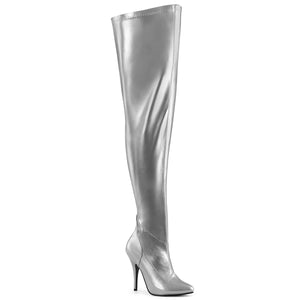 silver metallic wide calf classic thigh boot with 5-inch heel Seduce-3000WC