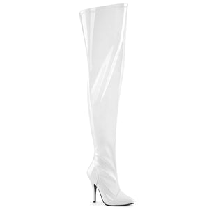 white wide calf classic thigh boot with 5-inch stiletto heel Seduce-3000WC
