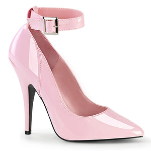 baby pink Ankle strap patent pump large size women's shoe with 5 inch heel Seduce-431