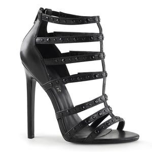 Black strappy T-strap sandal with 5-inch stiletto heel and zipper back Sexy-15