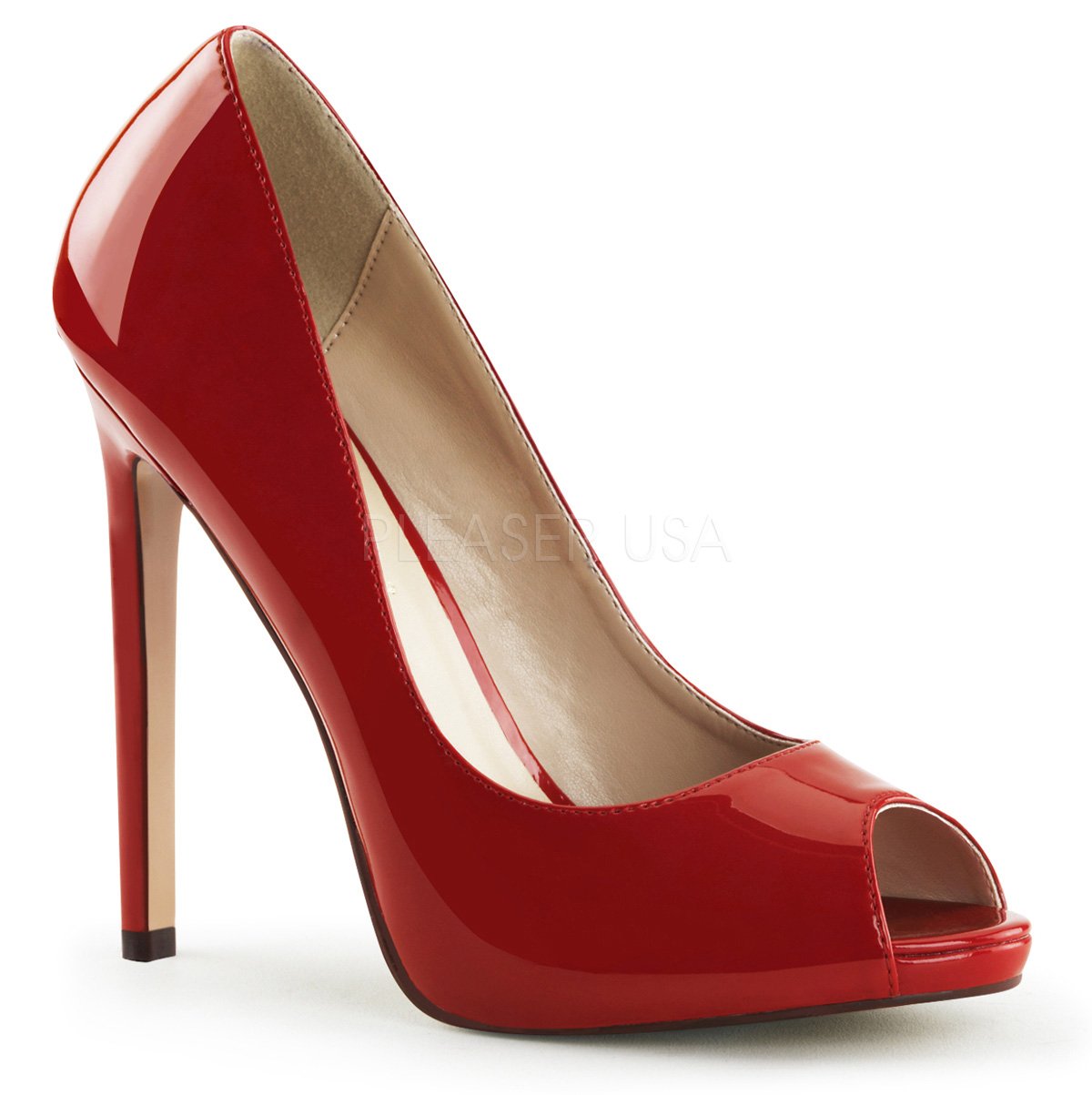 Open Toe Inch Red Heels Platform Peep Toe Pump With 5-inch Spike