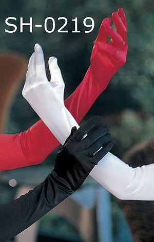 Long satin gloves 219 in red white or black