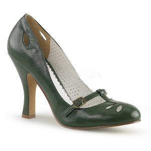 Instep strap green faux leather Mary Jane pump 4-inch heel Smitten-20