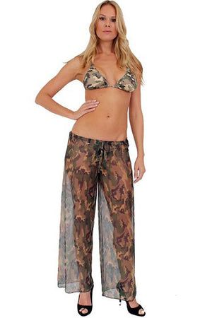 Sheer camouflage beach pants cover-up ST246