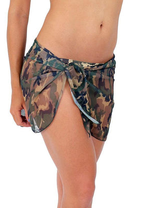 Sheer camouflage wrap skirt ST267