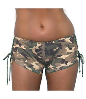 Camouflage side tie booty shorts ST803B
