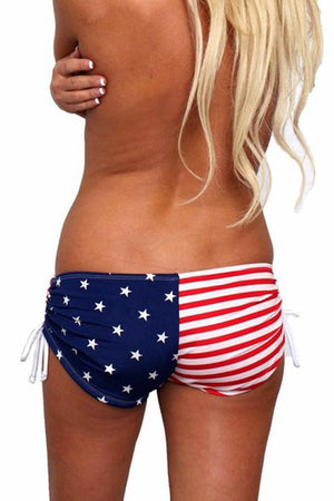 rear view of American flag stars and stripes booty shorts