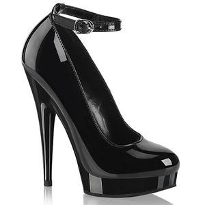black ankle strap pumps, 6-inch high heel shoes Sultry-686