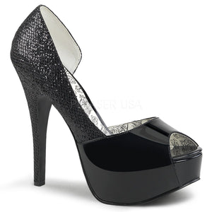 black peep toe D'Orsay pump shoes with 5-inch heel Teeze-41W