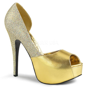 gold peep toe D'Orsay pump shoes with 5-inch heel Teeze-41W