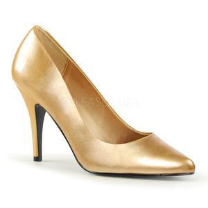 Classic woman's gold pump shoes with 4-inch spike heels Vanity-420