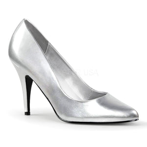 Classic woman's silver pump shoes with 4-inch spike heels Vanity-420