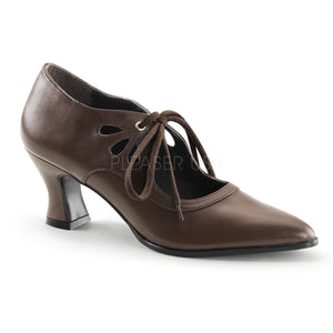 brown faux leather lace-up shoes with 2.75-inch heels Victorian-03