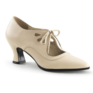 cream faux leather lace-up shoes with 2.75-inch heels Victorian-03